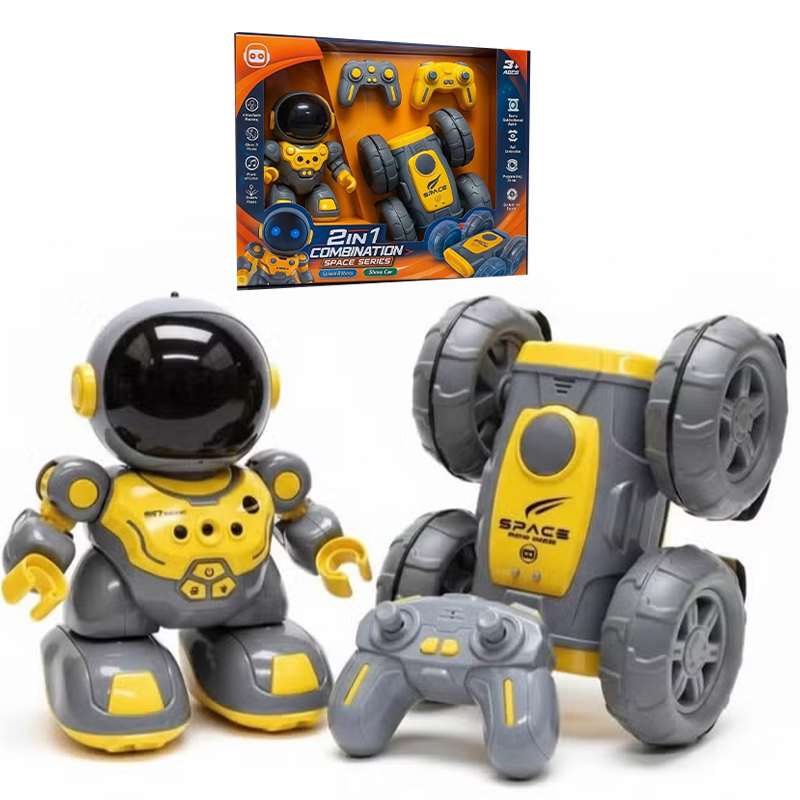 2-In-1 RC Space Robot & Stunt Car – Action Combo Series