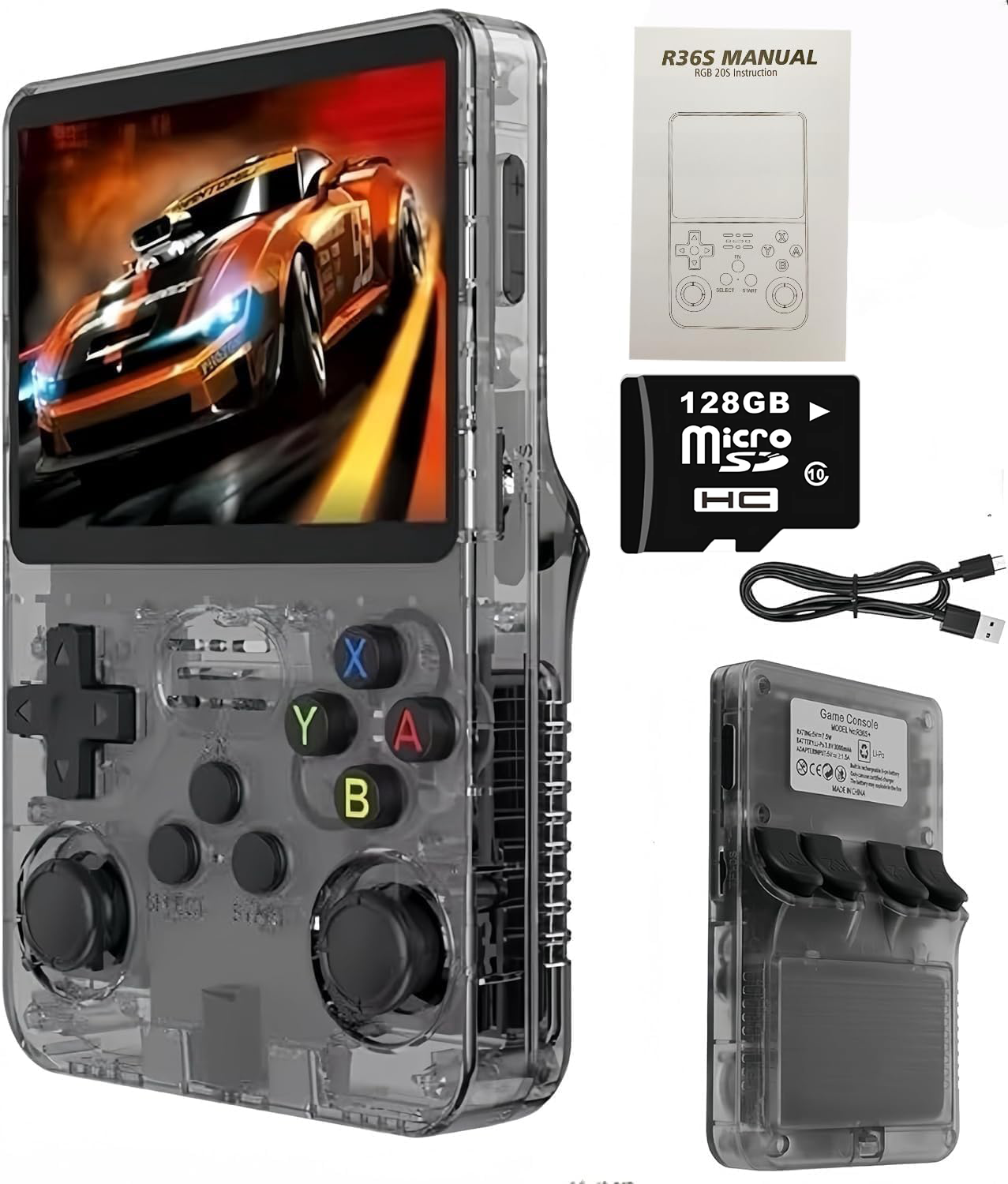 40,000+ R36S Retro Handheld Game Console, 128GB Retro Gaming Console with 30+ Mainstream Emulators