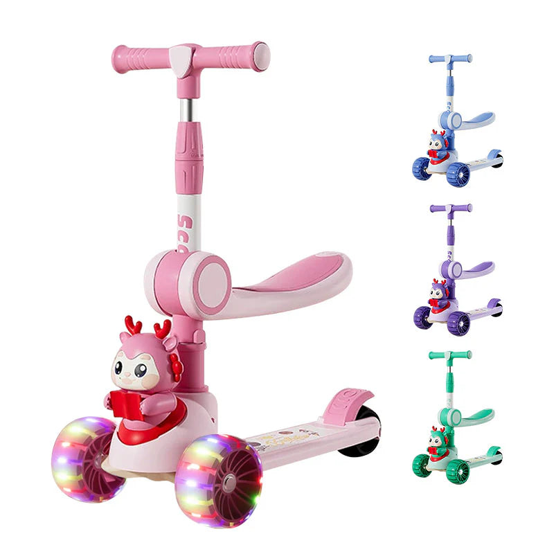 Kids 3-Wheel Adjustable Scooter with Cute Character
