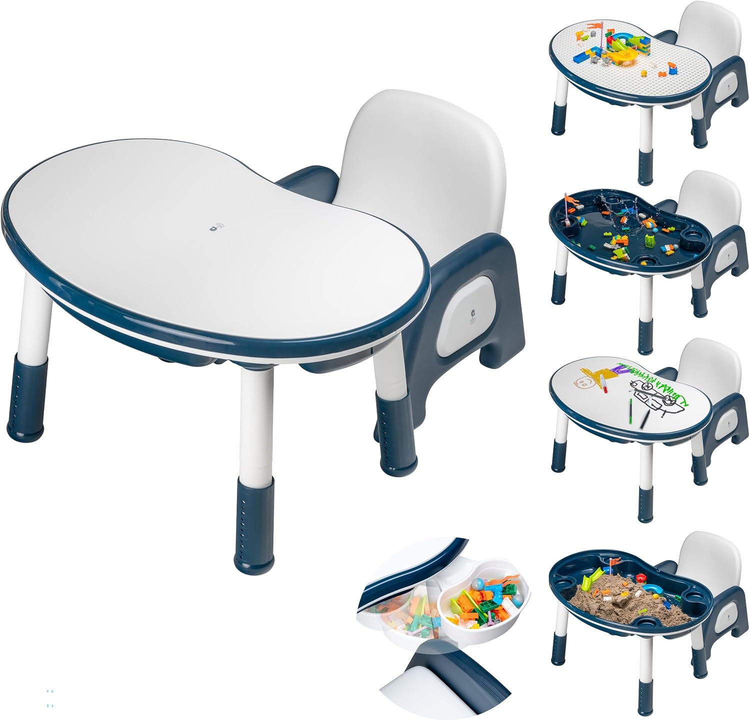 2-in-1 Children’s Table & Chair with Storage Baskets Adjustable Multi-Functional Learning & Play Desk