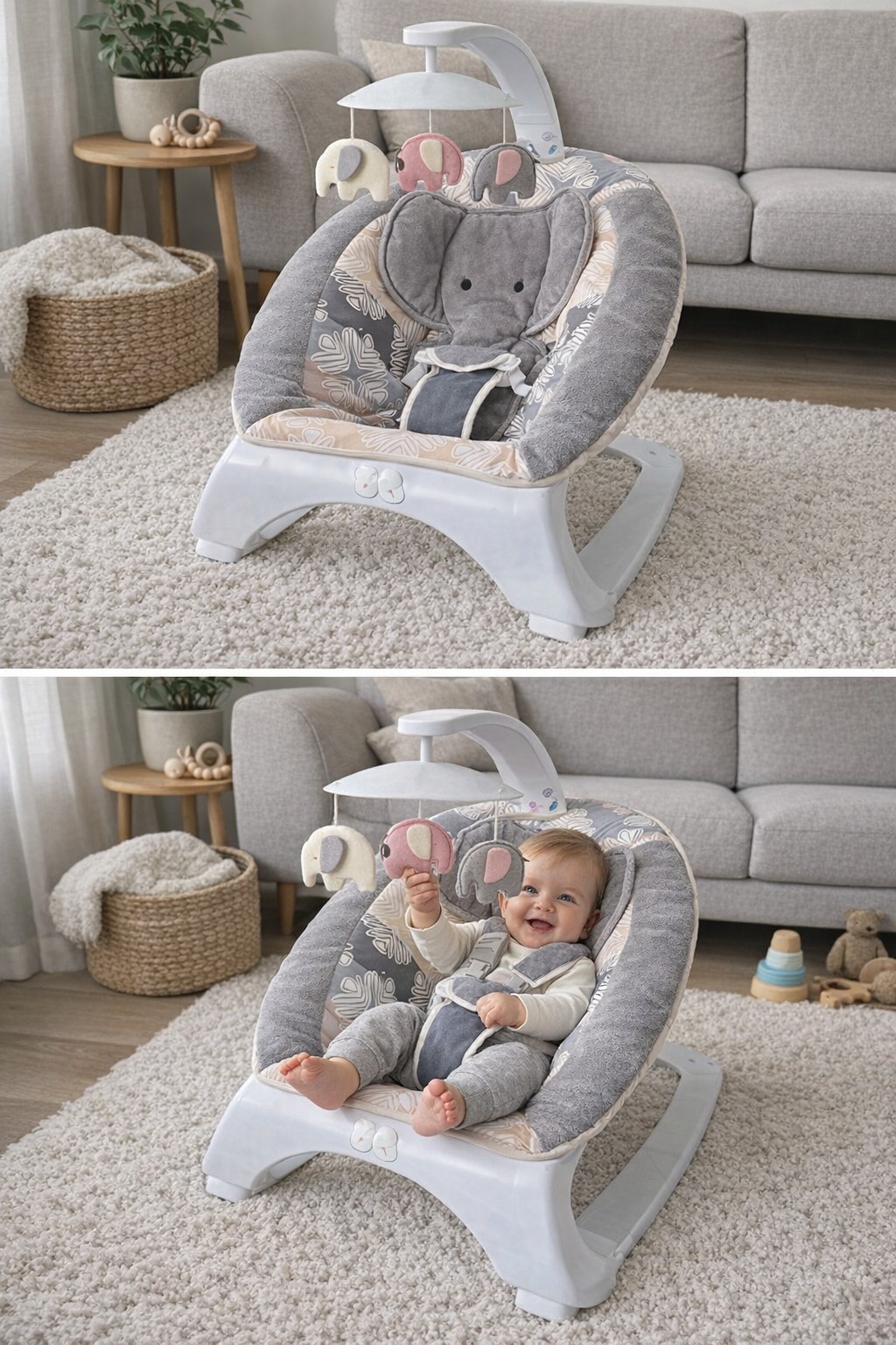 Baby Musical Bouncer Chair with Vibration & Toy Bar