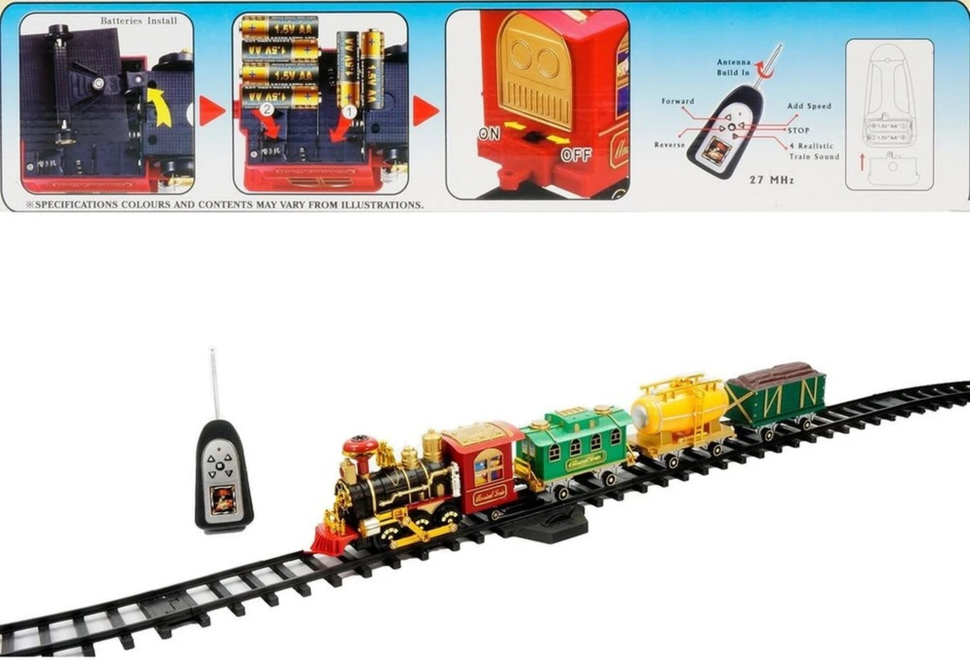 ToyGalaxy Remote Control Train Set 21 Pieces, Real Smoke, Sound & 103 CM Track
