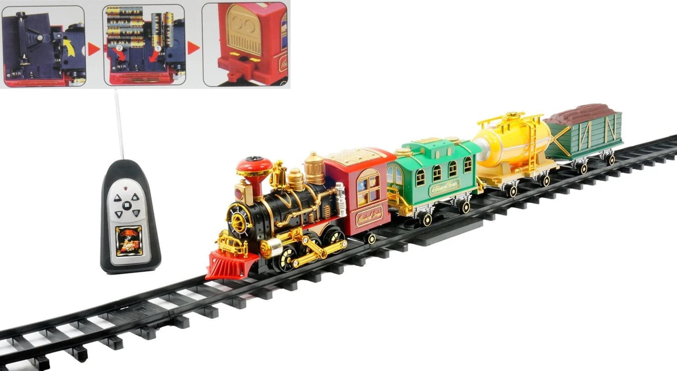 ToyGalaxy Remote Control Train Set 21 Pieces, Real Smoke, Sound & 103 CM Track