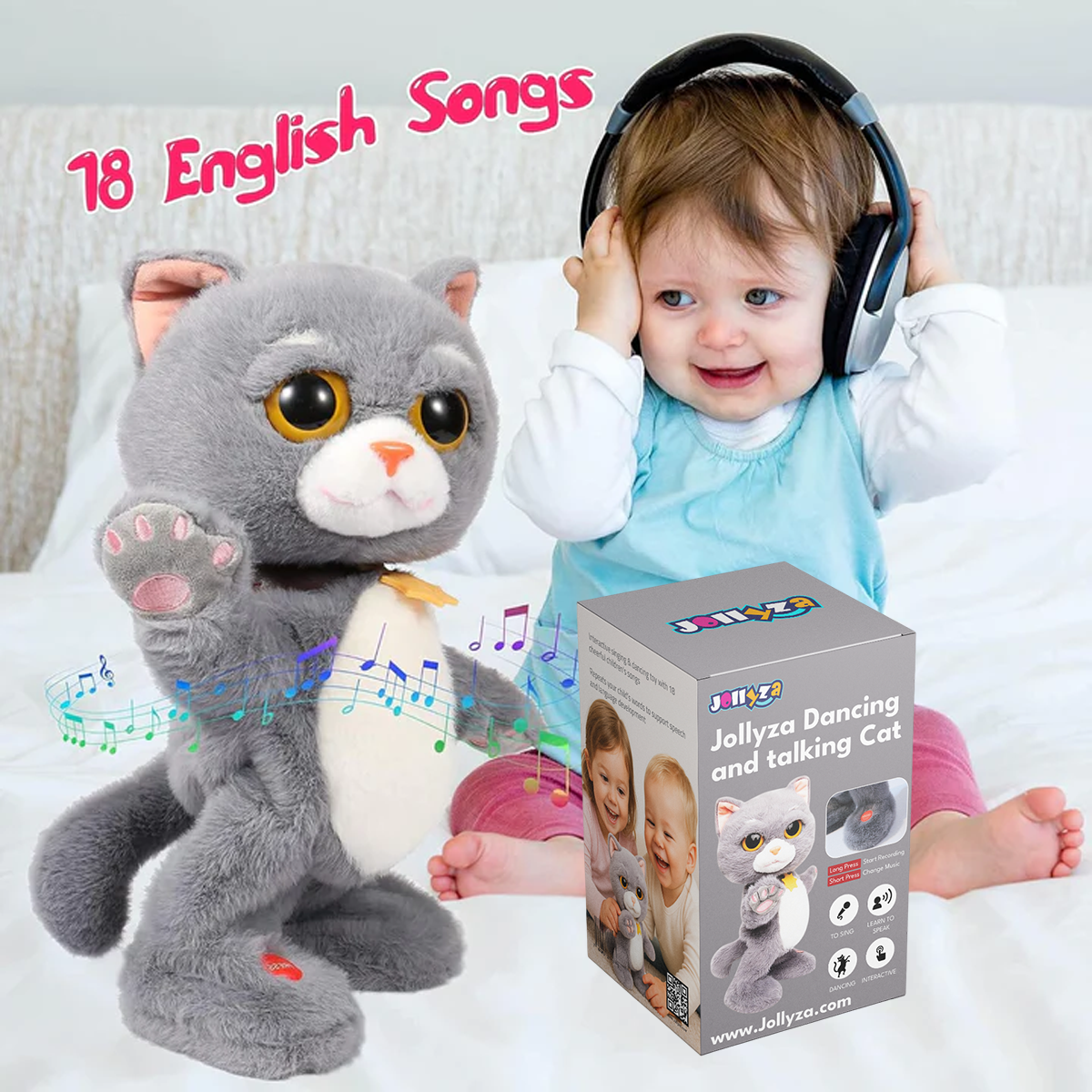Jollyza Interactive Singing & Dancing Cat Musical Toy for Babies & Toddlers