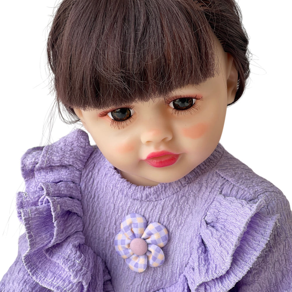 Lavender Princess Silicone Doll – Realistic Baby Girl Doll with Ruffle Outfit