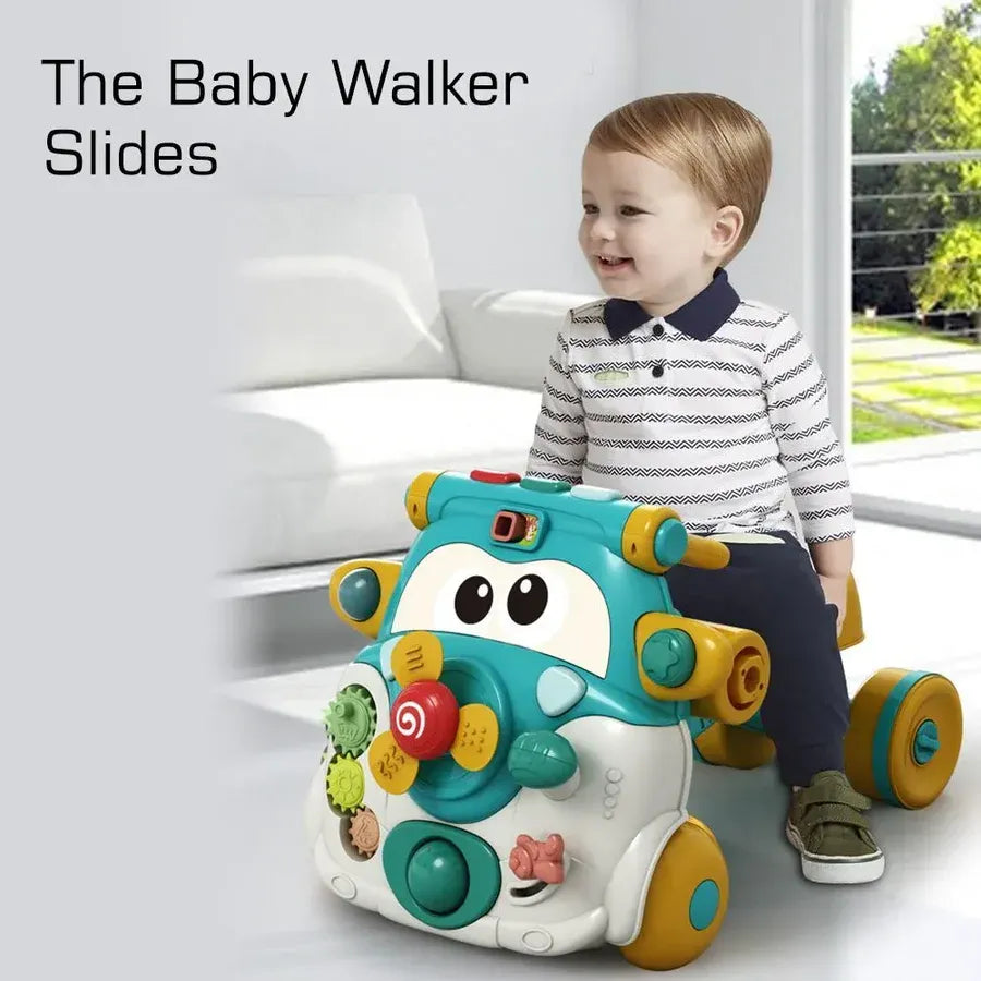3-in-1 Baby Walker, Toddler Ride-On Scooter & Cycle with Music & Lights