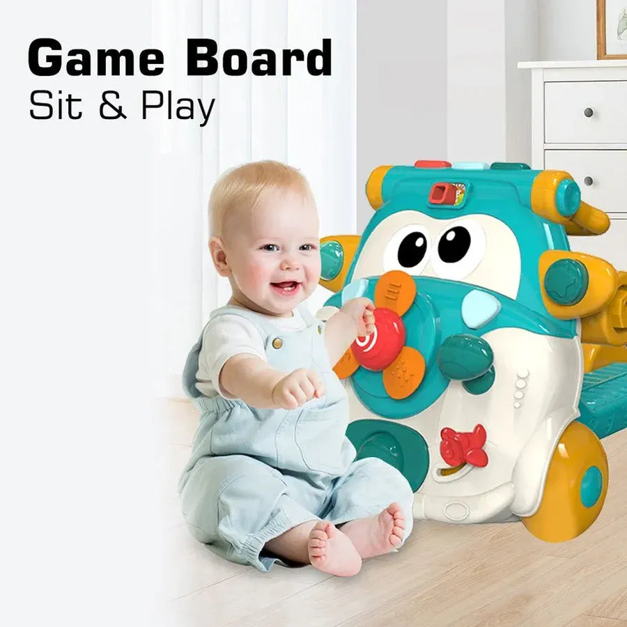 3-in-1 Baby Walker, Toddler Ride-On Scooter & Cycle with Music & Lights