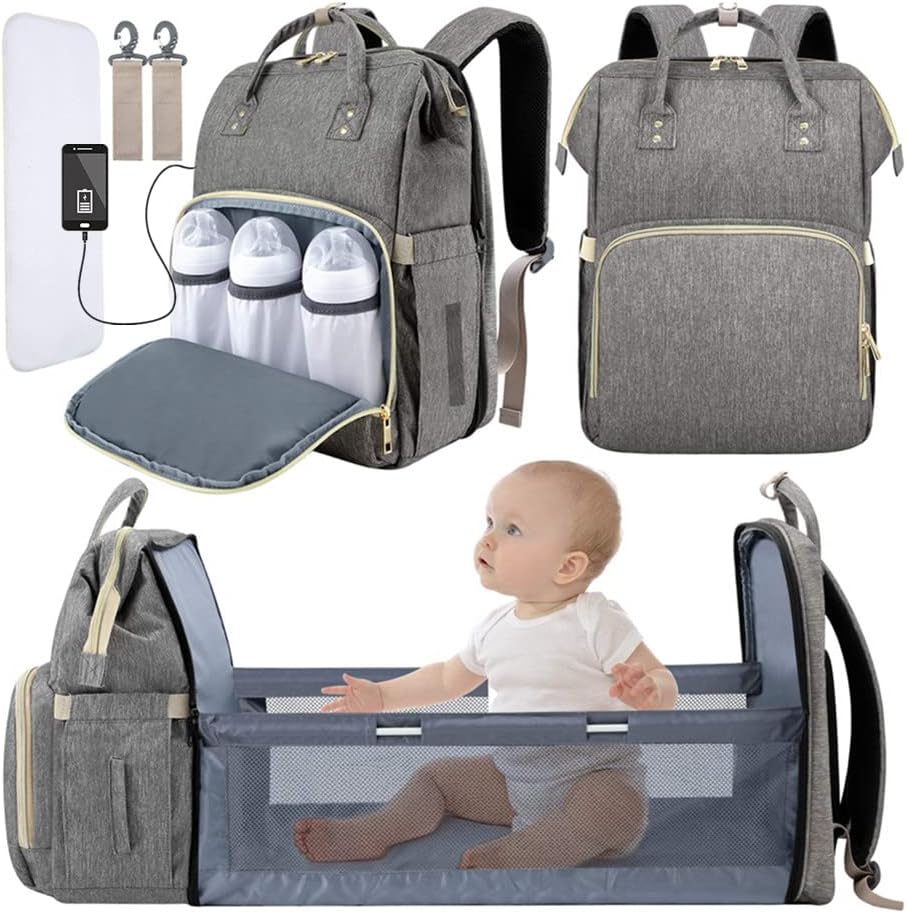 3-in-1 Diaper Bag Backpack Multi-Functional Mummy Bag with Insulated P – Jollyza Toys