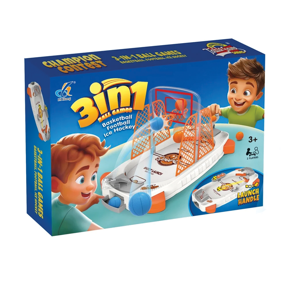 3-in-1 Tabletop Sports Game Basketball, Football & Ice Hockey for Kids, 2 Players