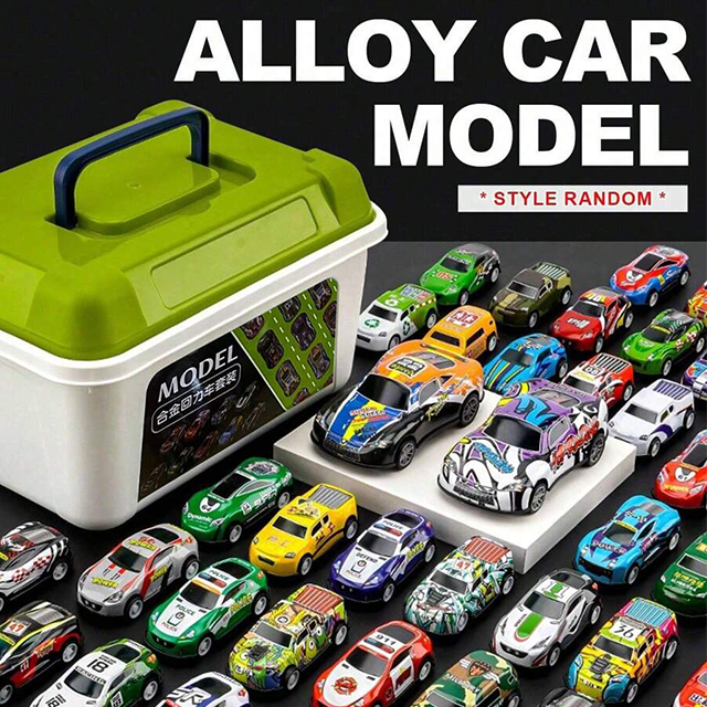 30pcs Pull Back Toy Cars with Storage Case Kids Birthday Gifts