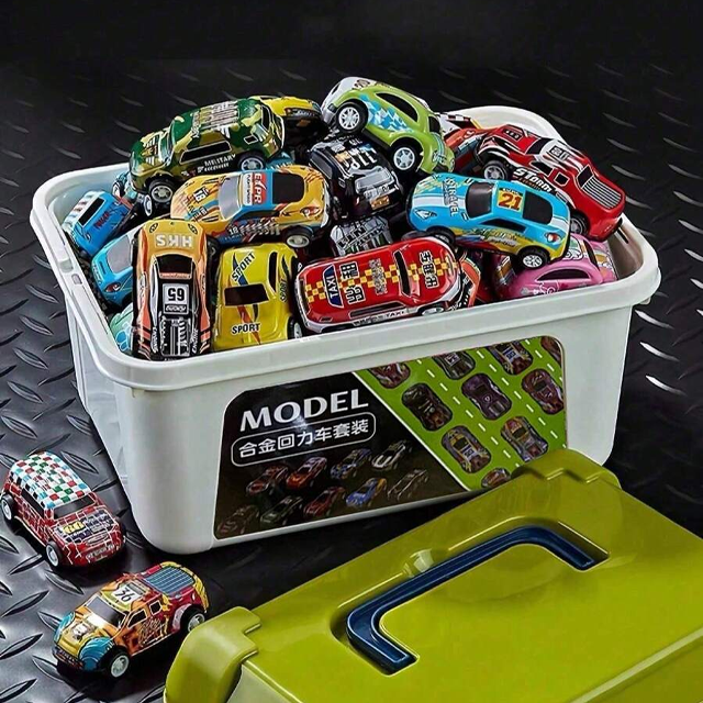 30pcs Pull Back Toy Cars with Storage Case Kids Birthday Gifts