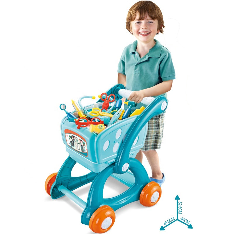 مجموعة ألعاب الطبيب التعليمية 3 في 1، عربة وأدوات طبية للعب التخيلي