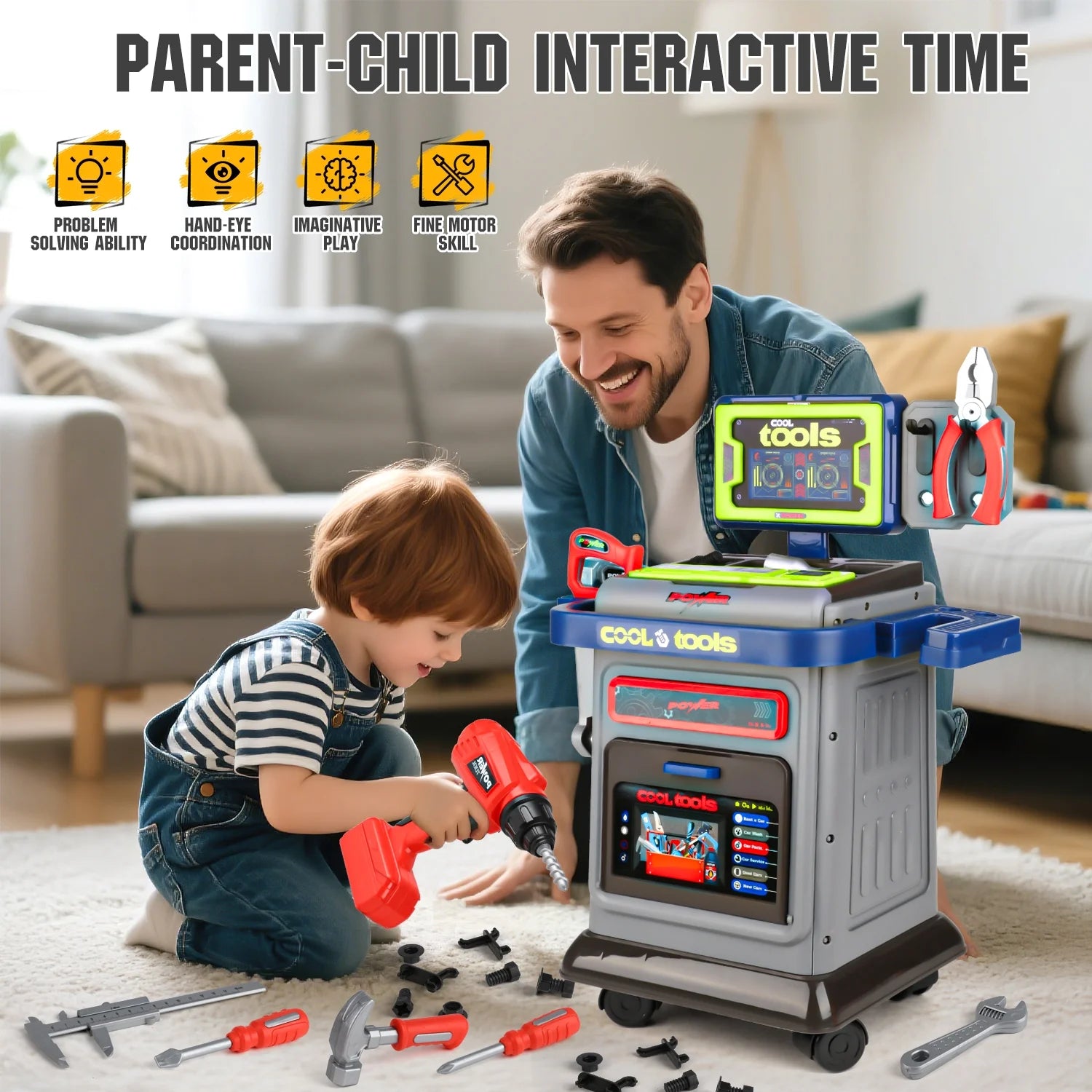 مقعد 41 قطعة للأطفال مع لعبة Workbench Toddler STED STER