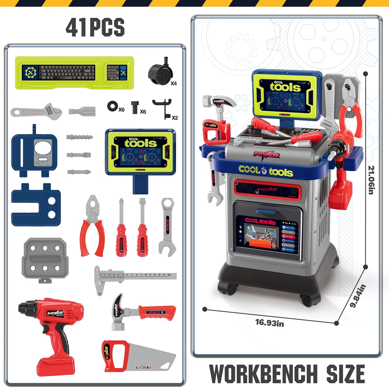 مقعد 41 قطعة للأطفال مع لعبة Workbench Toddler STED STER
