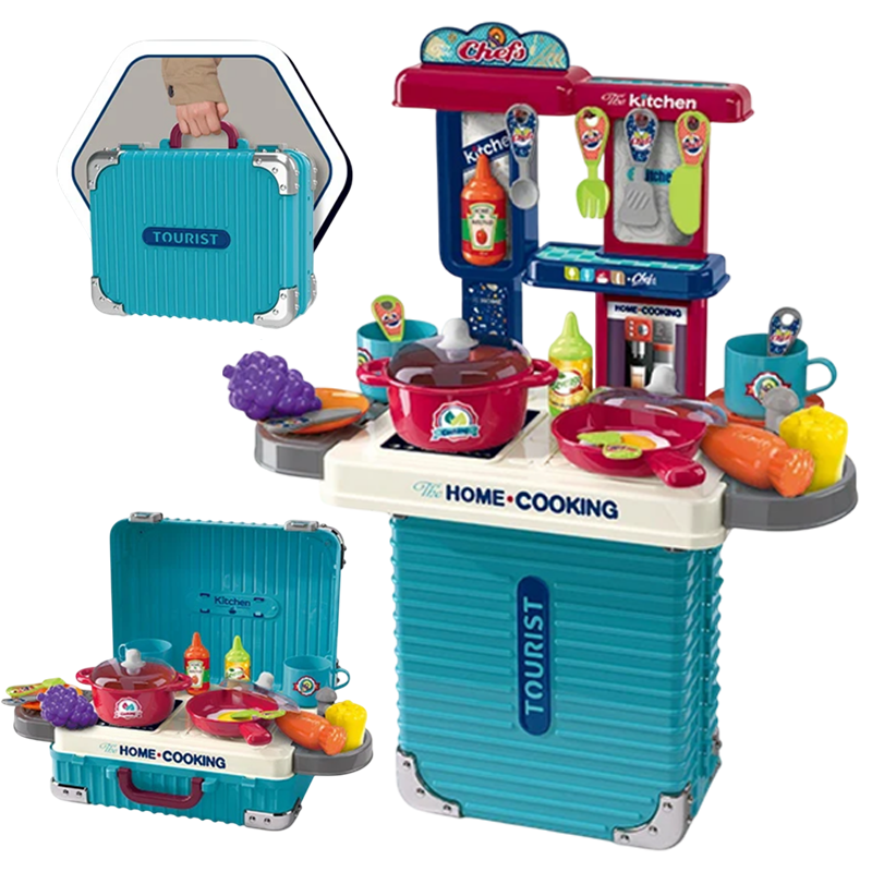 47CM Kids Pretend Play Kitchen Set Little Chef Cooking Toy for Girls & Boys