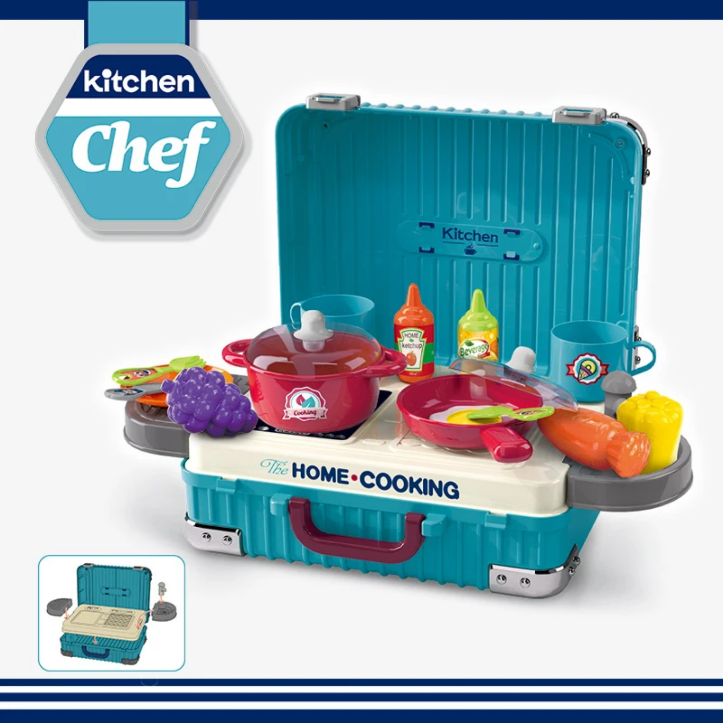 47CM Kids Pretend Play Kitchen Set Little Chef Cooking Toy for Girls & Boys