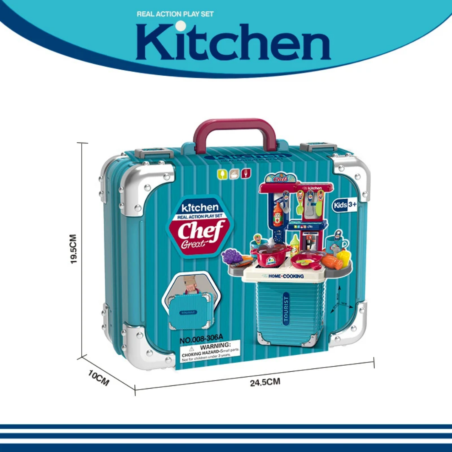 47CM Kids Pretend Play Kitchen Set Little Chef Cooking Toy for Girls & Boys