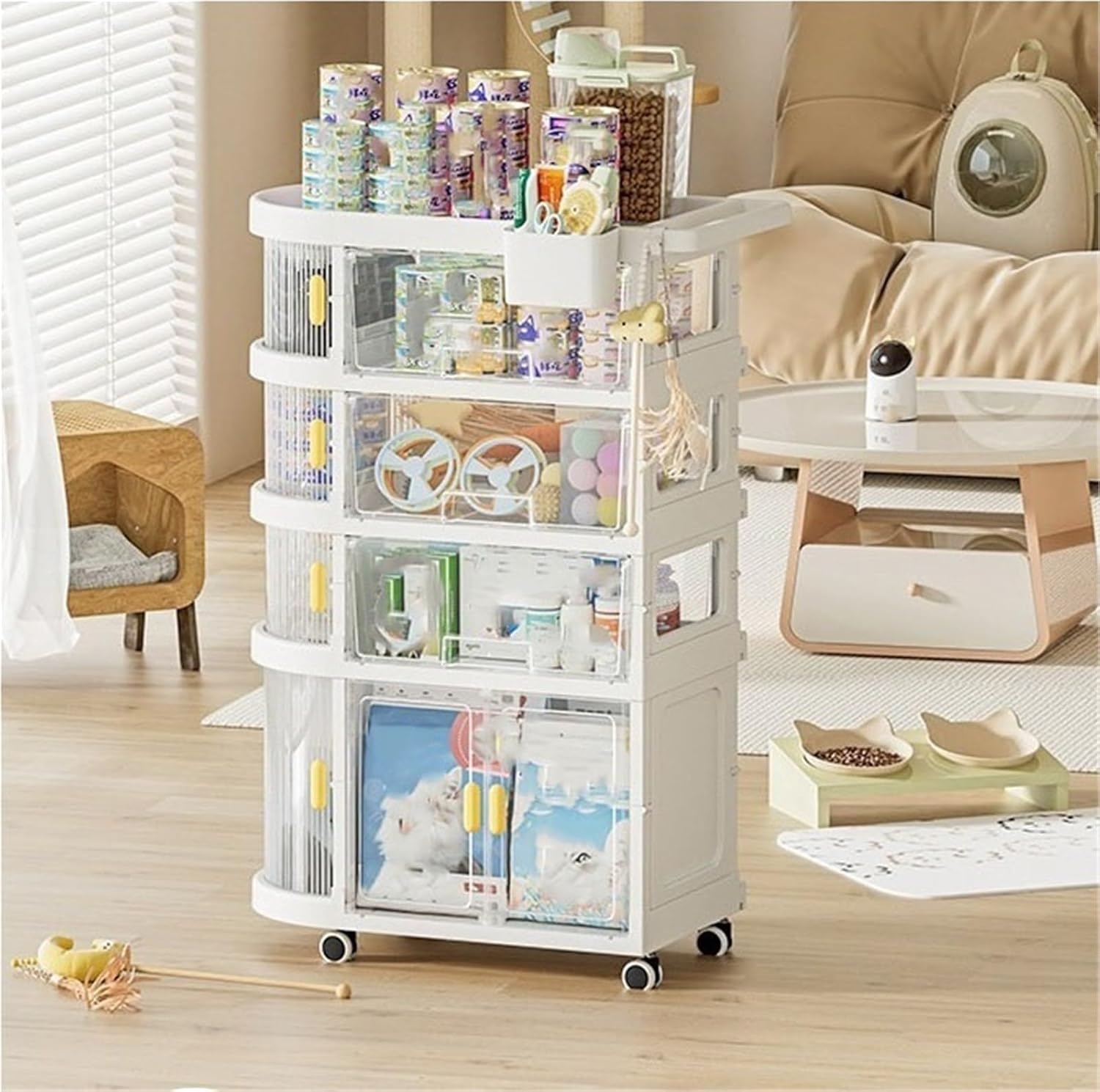 5-Layer Rolling Storage Cart with Drawers White for baby, Kitchen and Bathroom Use