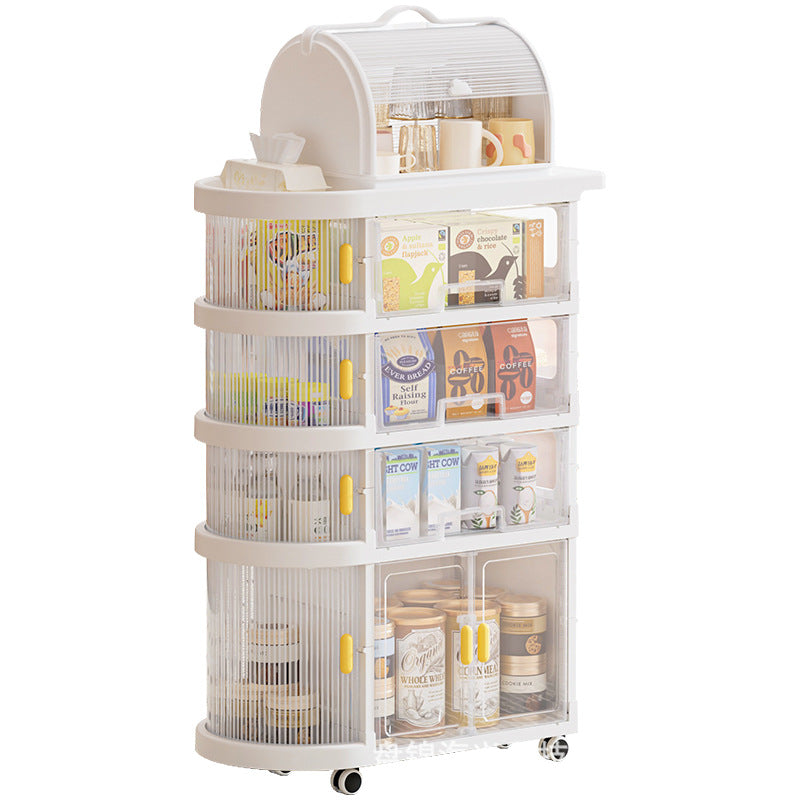 5-Layer Rolling Storage Cart with Drawers White for baby, Kitchen and Bathroom Use