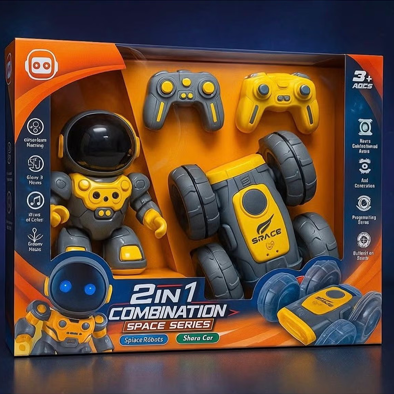 2-In-1 RC Space Robot & Stunt Car – Action Combo Series