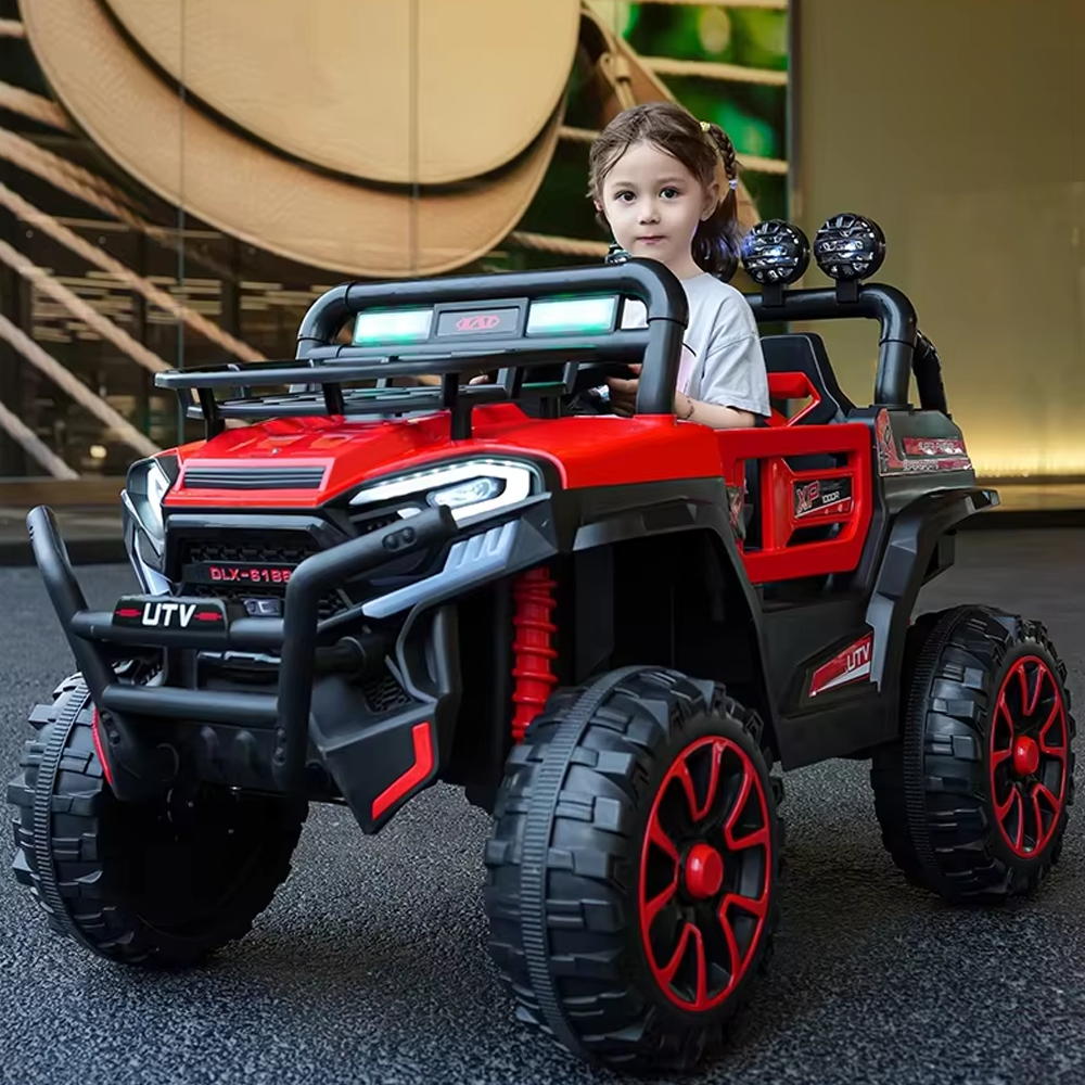 4 Motors Manual and Remote Control Super Large 12V Battery Four-Wheel Electric Pedal Ride Red-on Car