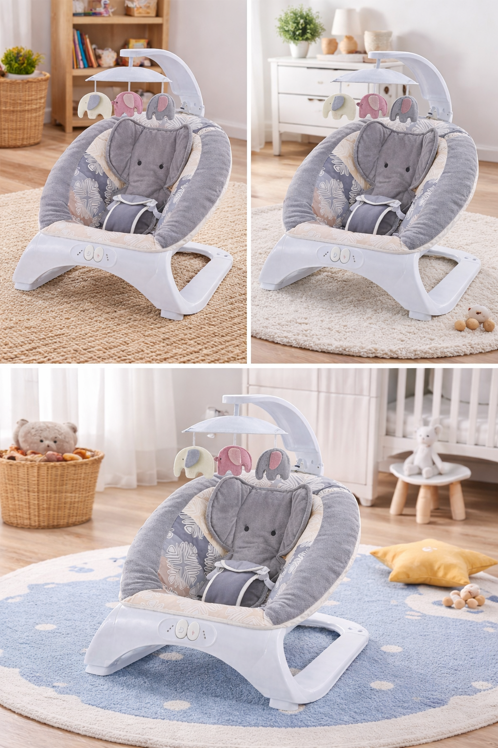 Baby Musical Bouncer Chair with Vibration & Toy Bar