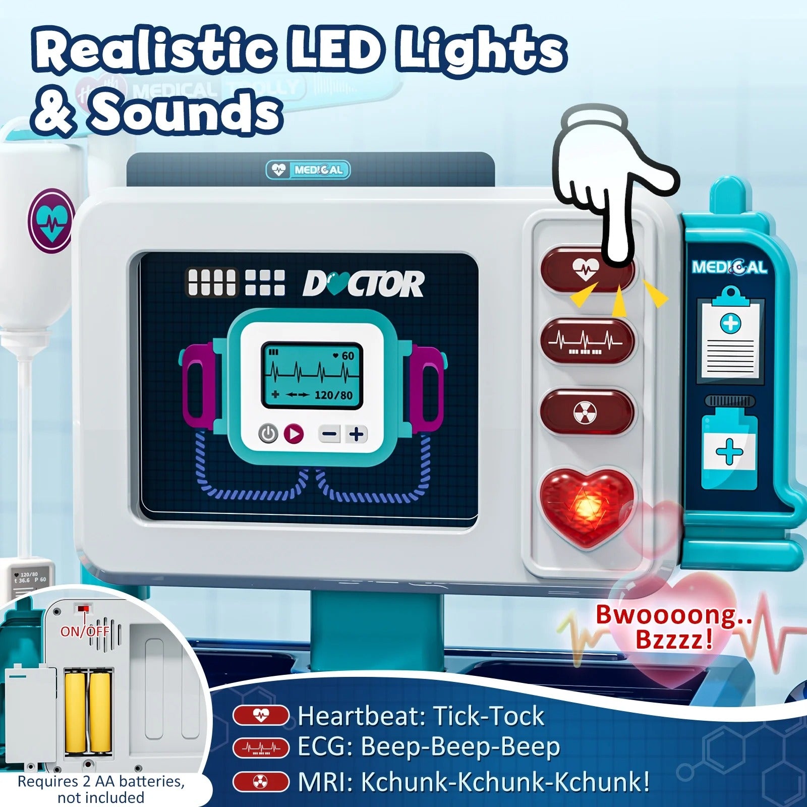مجموعة 66 قطعة Kids Doctor Kit مع مجموعة تشغيل Mobile Medical Light & Sound