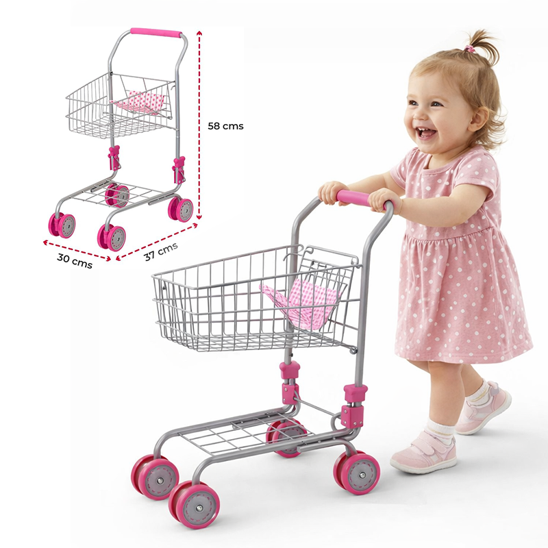 Kids Mini Shopping Trolley Pretend Play Cart for Toddlers
