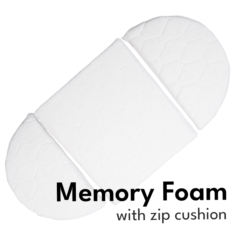 4 in 1 Portable Round & Oval Crib with Guardrails & Wheels Convertible Bed Cot with Memory Mattress