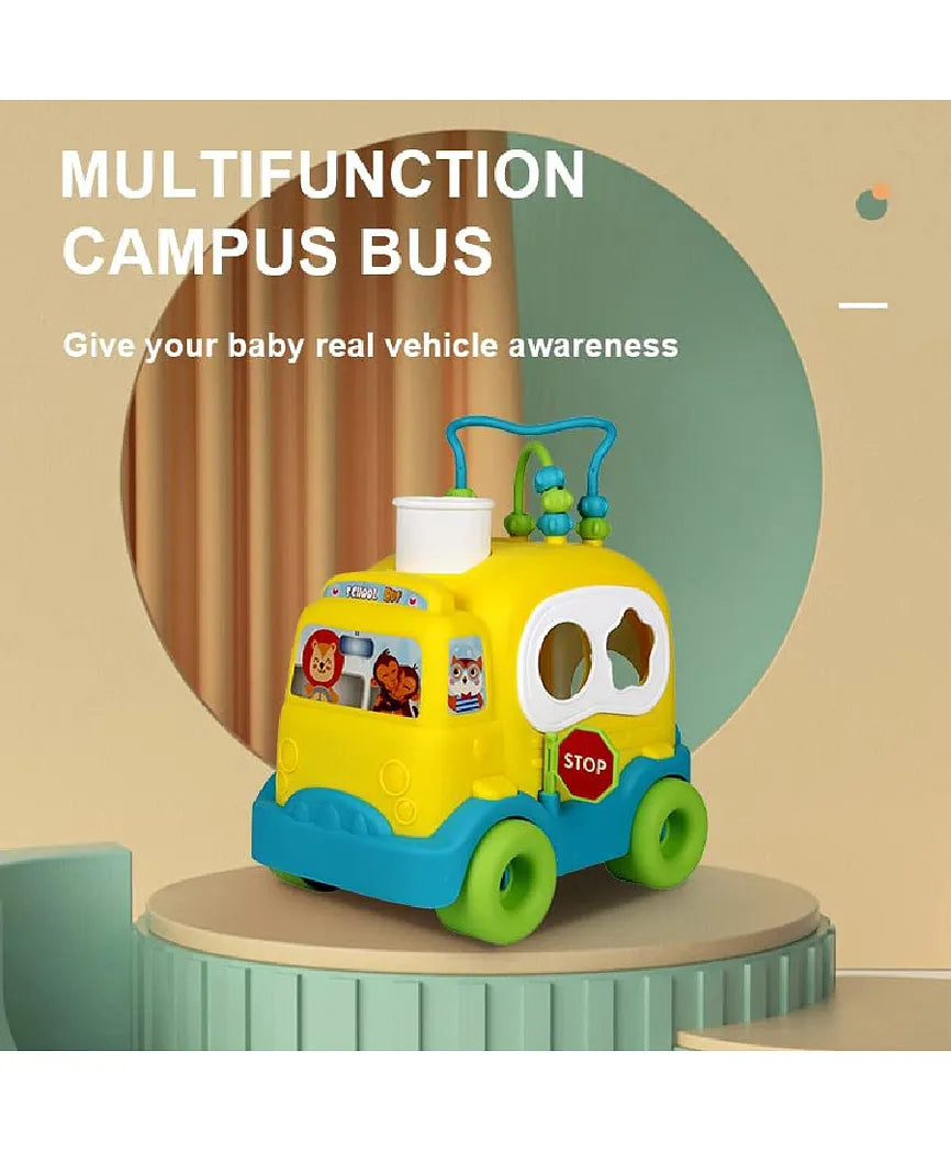 BAYBEE Shape Sorting Push & Pull Bus Educational Toy for Kids 3+