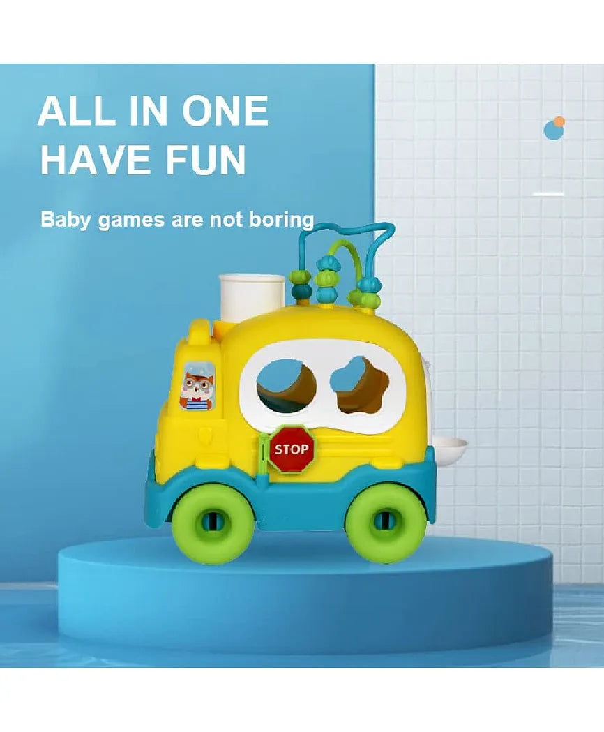 BAYBEE Shape Sorting Push & Pull Bus Educational Toy for Kids 3+
