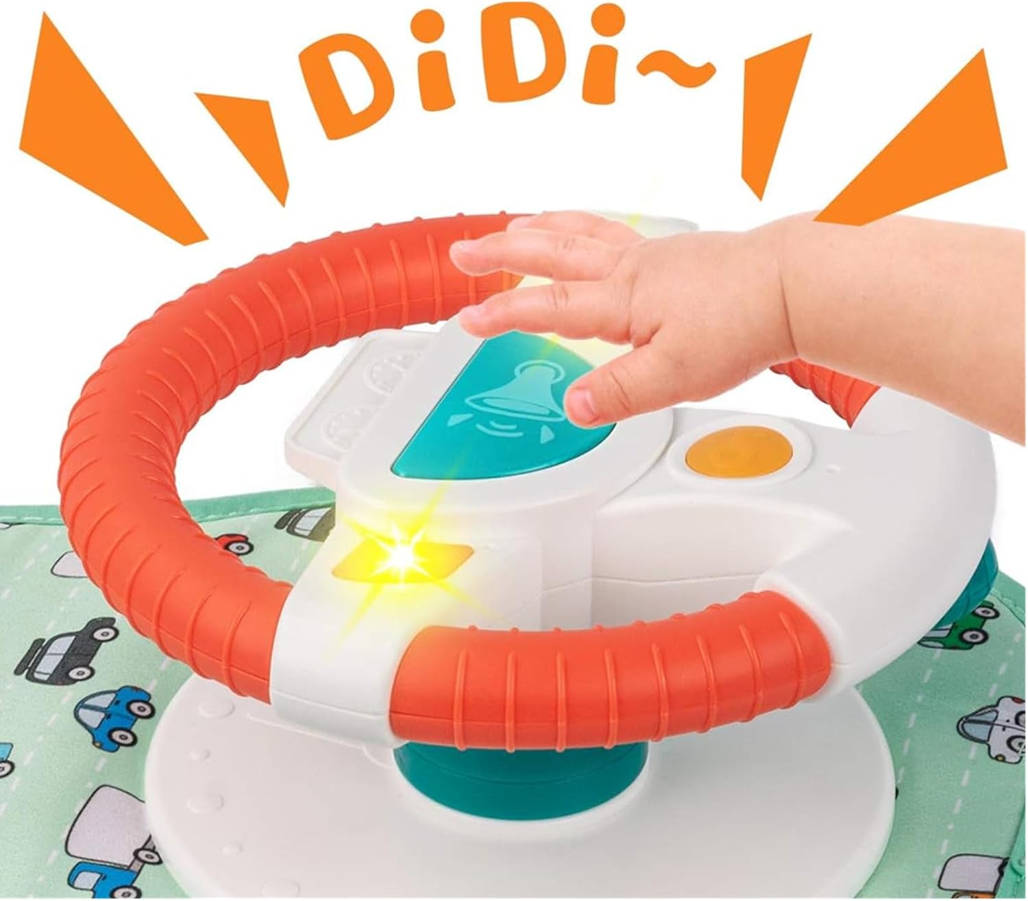 Baby Car Seat Toys with Mirror, Steering Wheel, Music Lights, Driving Sounds & Role Play Game