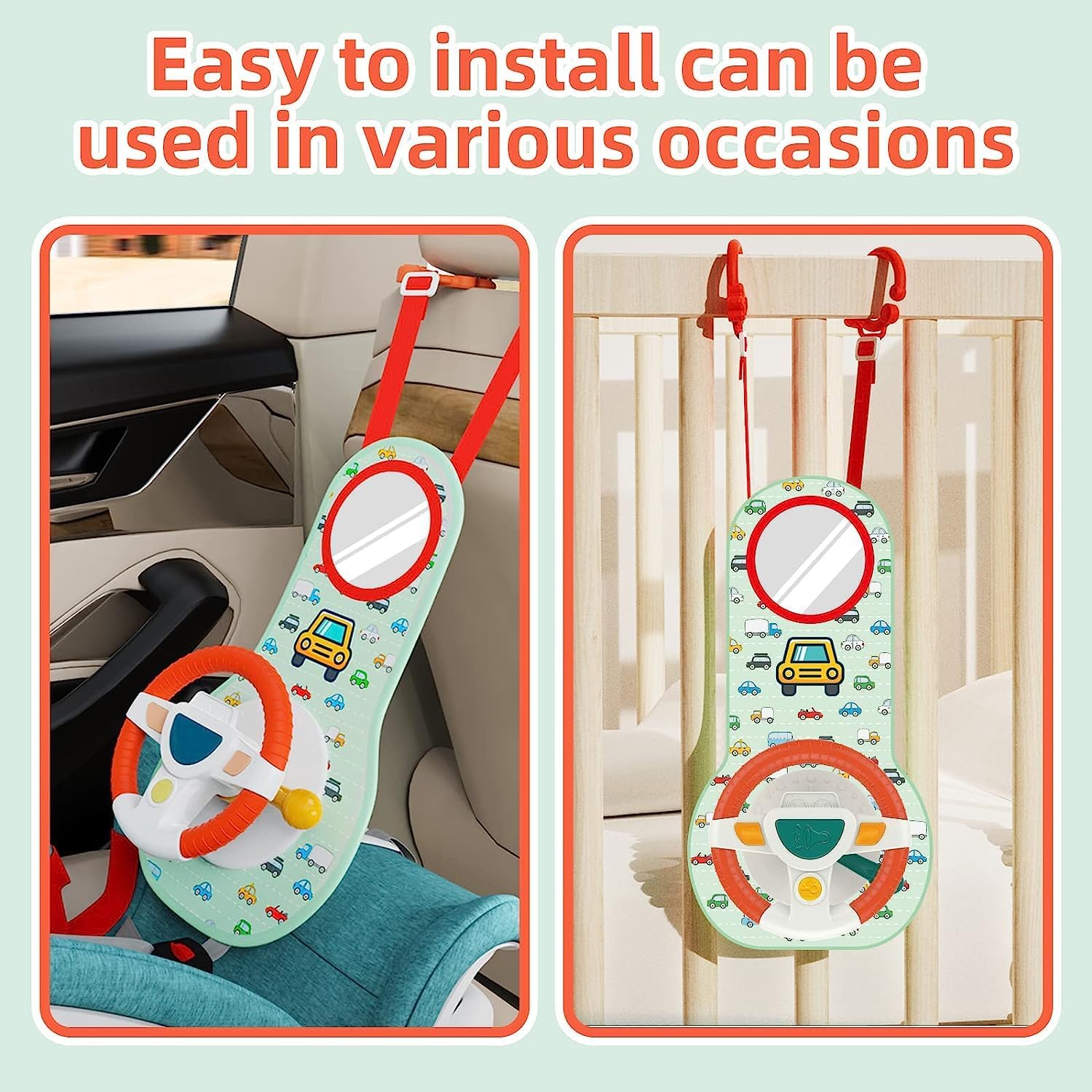 Baby Car Seat Toys with Mirror, Steering Wheel, Music Lights, Driving Jollyza Toys Baby Car Seat Toys with Mirror, Steering Wheel, Music Lights, Driving Jollyza Toys