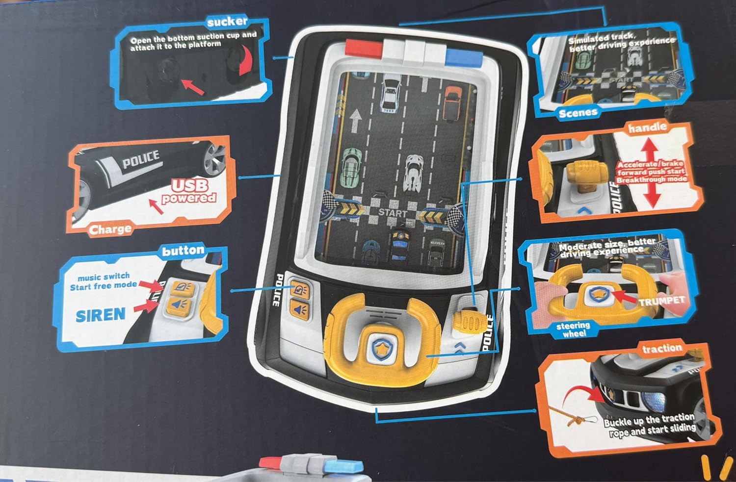 Car Racing Adventure Simulated Driving Game with Sounds Musical Steering Wheel Racing Car