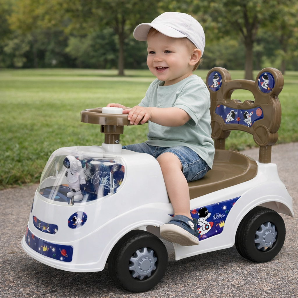 Kids Ride-On Car Toy with Steering Wheel & Backrest