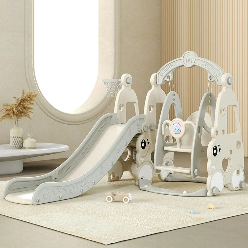 Compact Indoor Plastic Slide & Swing Set for Kids Playset for Toddlers
