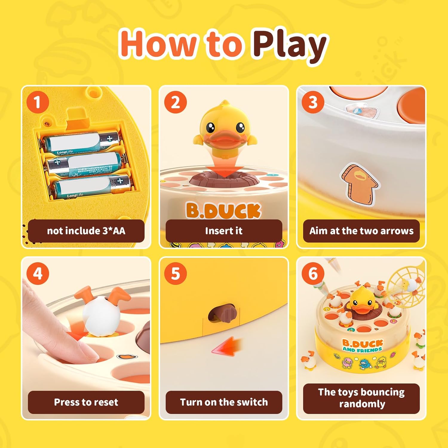 Duck Bounce & Catch Game Fun Board Game للأطفال الذين تتراوح أعمارهم بين 3-8