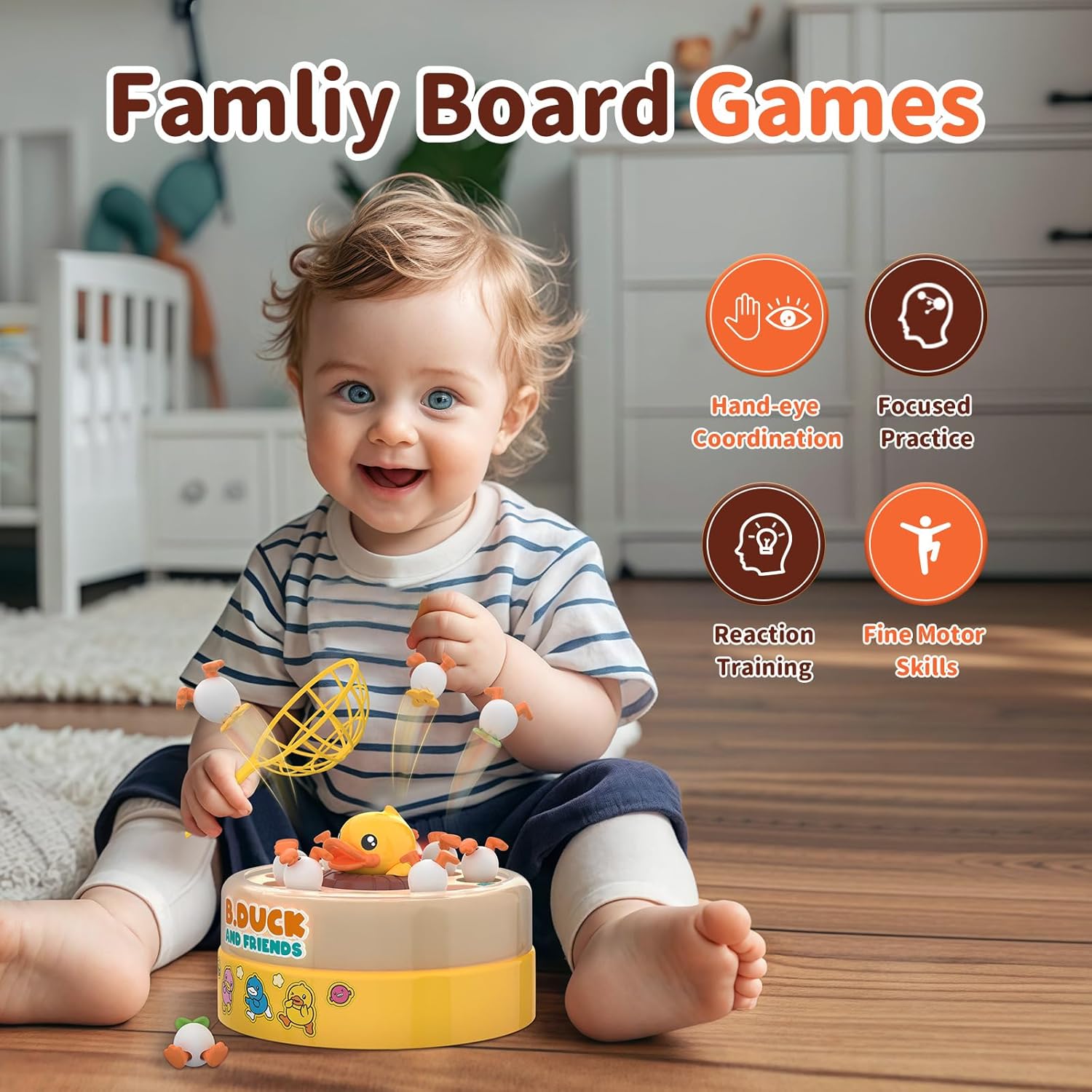 Duck Bounce & Catch Game Fun Board Game للأطفال الذين تتراوح أعمارهم بين 3-8