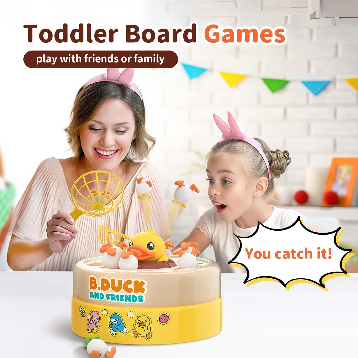 Duck Bounce & Catch Game Fun Board Game للأطفال الذين تتراوح أعمارهم بين 3-8