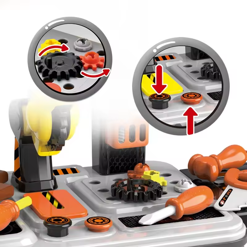 2 in 1 Pretend Construction Tool Kit Play Set Educational Builder Workshop Tool Workbench