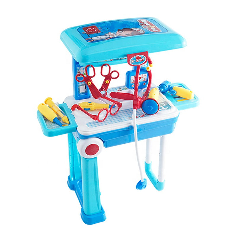 Kids Doctor Play Set Trolley 2-in-1 Medical Kit Toy with Stethoscope & Accessories