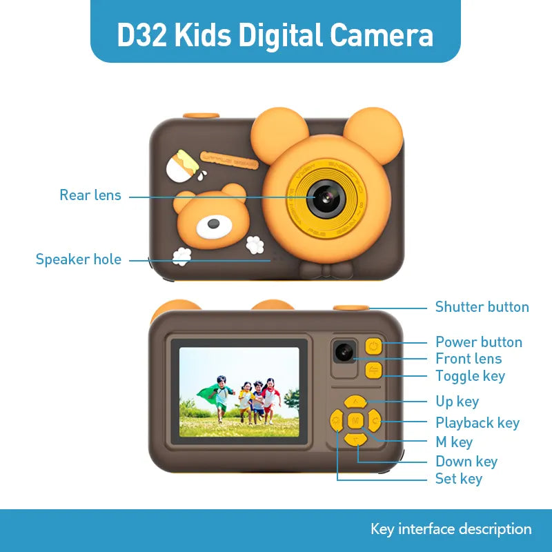 Kids Camera 32GB Dual 4800W HD Cameras & 1080P Video Recording