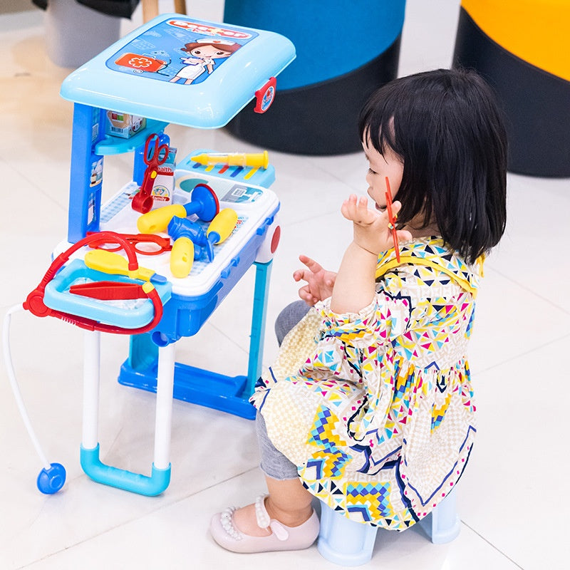 Kids Doctor Play Set Trolley 2-in-1 Medical Kit Toy with Stethoscope & Accessories