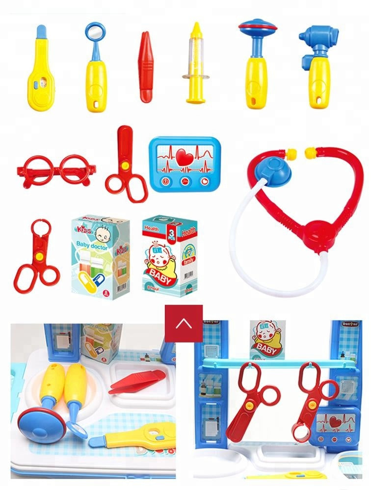 Kids Doctor Play Set Trolley 2-in-1 Medical Kit Toy with Stethoscope & Accessories