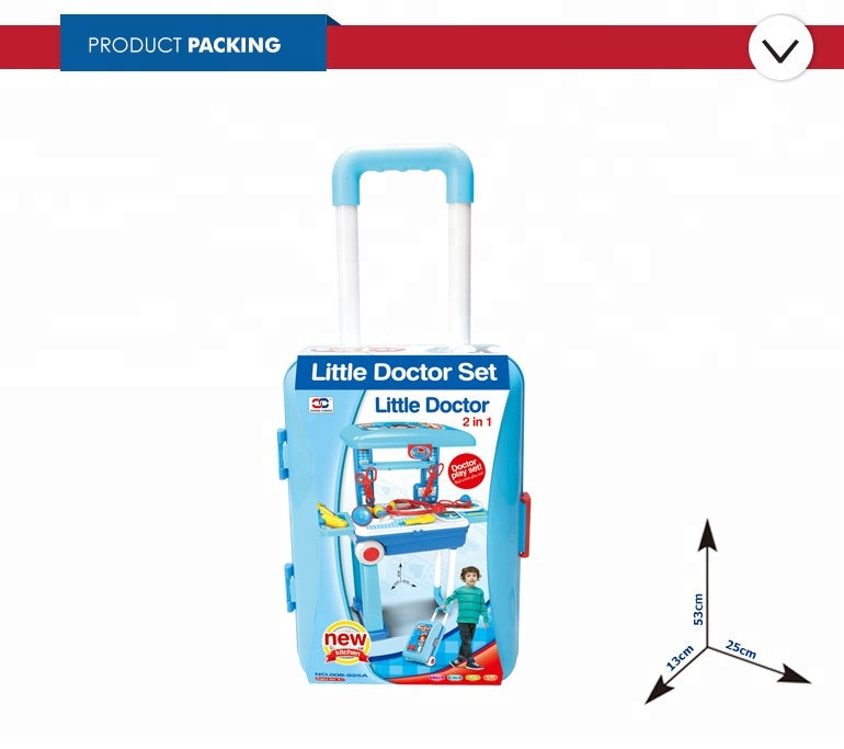 Kids Doctor Play Set Trolley 2-in-1 Medical Kit Toy with Stethoscope & Accessories