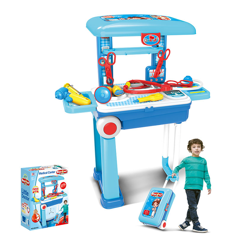 Kids Doctor Play Set Trolley 2-in-1 Medical Kit Toy with Stethoscope & Accessories