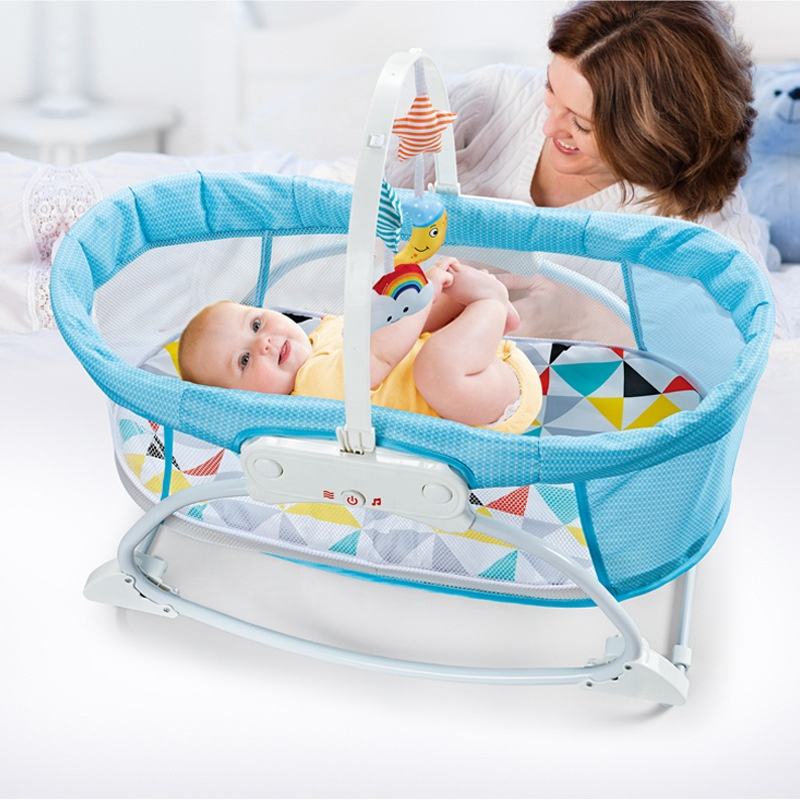 Portable Baby Bassinet Rocking Sleeper with Music, Vibration & Hanging Toys