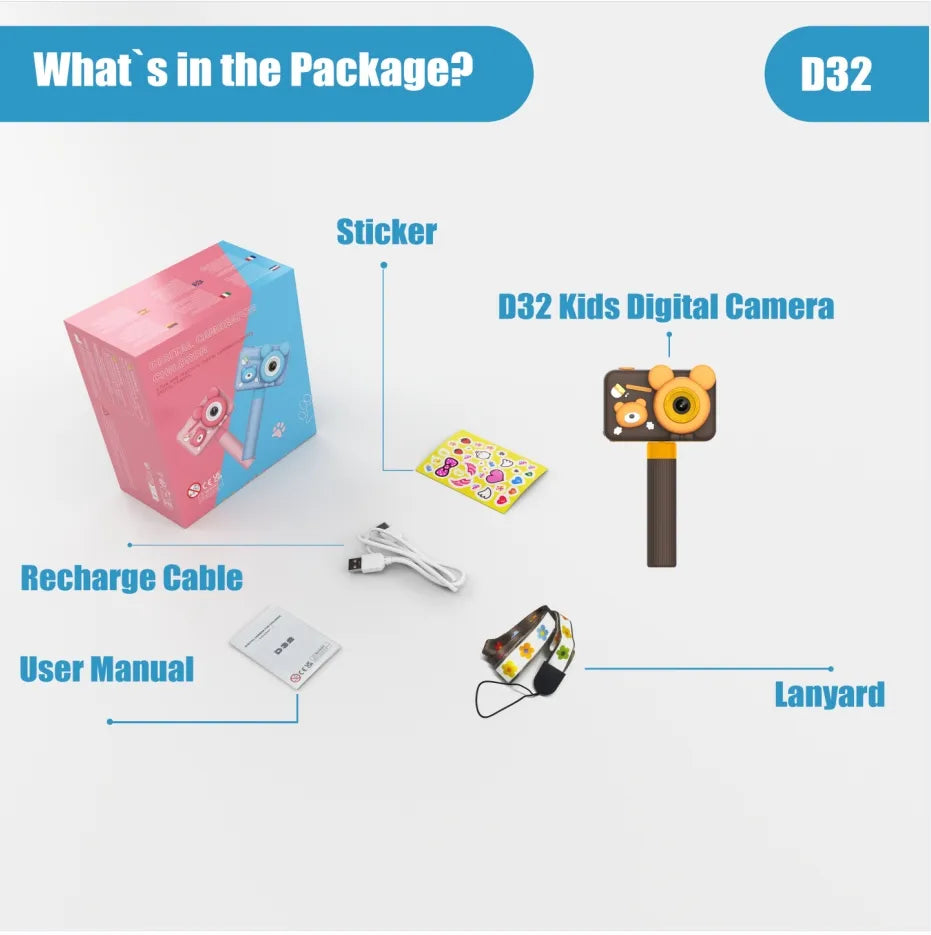 Kids Camera 32GB Dual 4800W HD Cameras & 1080P Video Recording