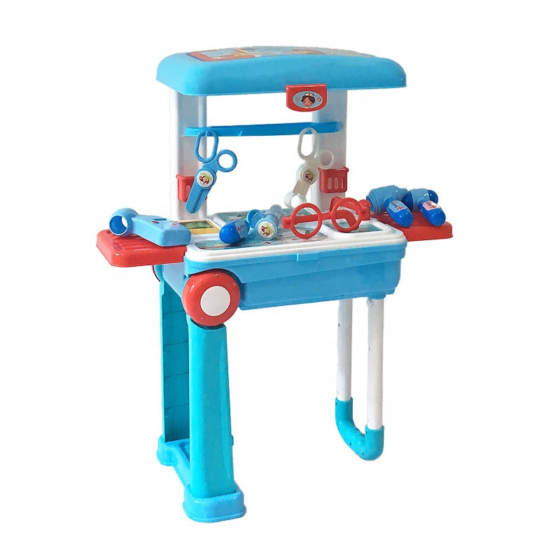 Kids Doctor Play Set Trolley 2-in-1 Medical Kit Toy with Stethoscope & Accessories