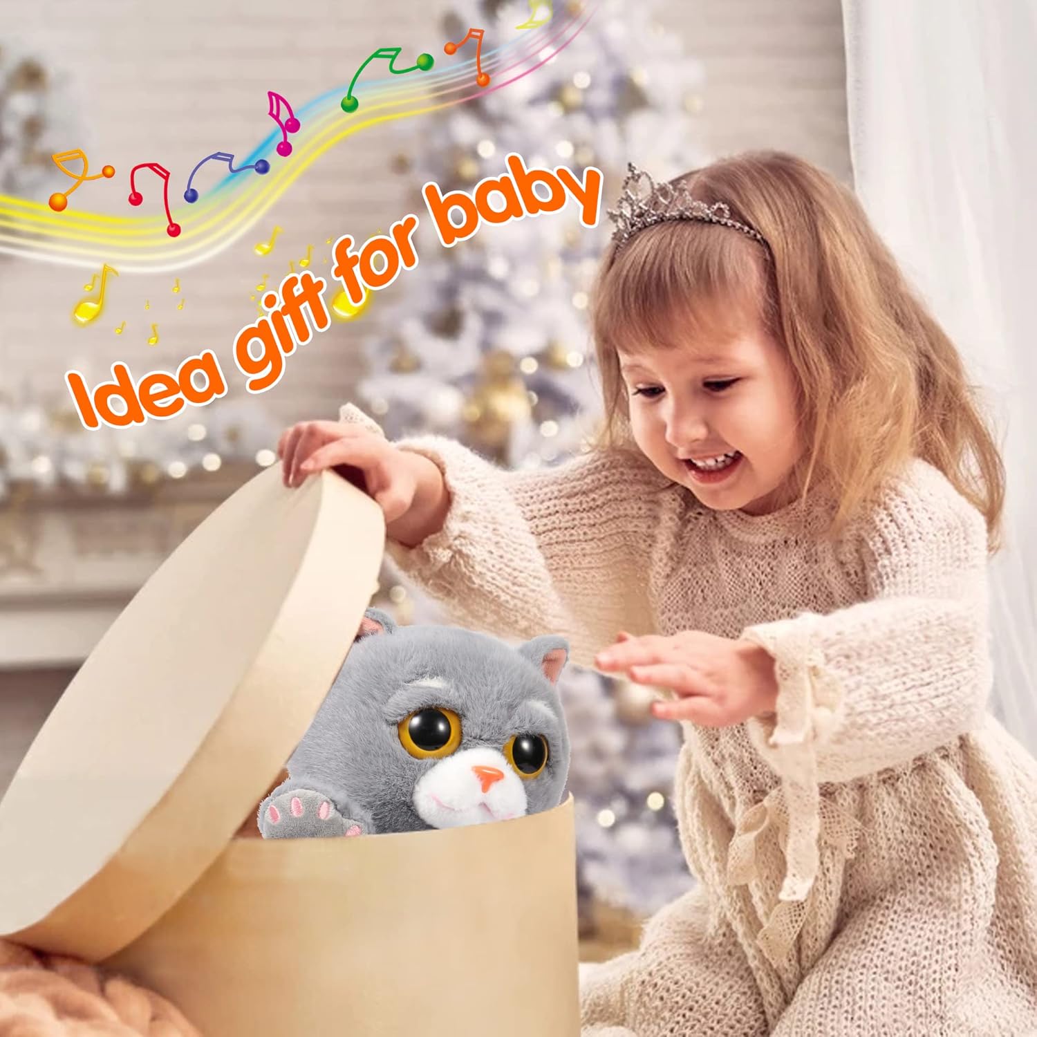 Jouet musical interactif en forme de chat chantant et dansant pour bébés et tout-petits